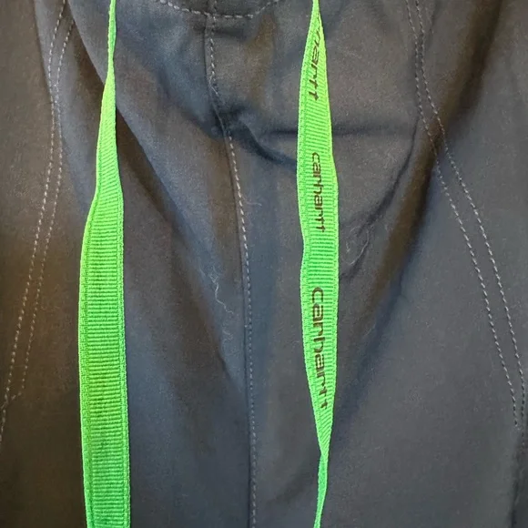 Carhartt women’s Dark Blue  with Bright Green Drawstring scrub pants - Picture 2 of 4